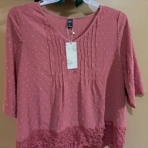 Cyrus Dusty Pink Blouse with Lace Detail